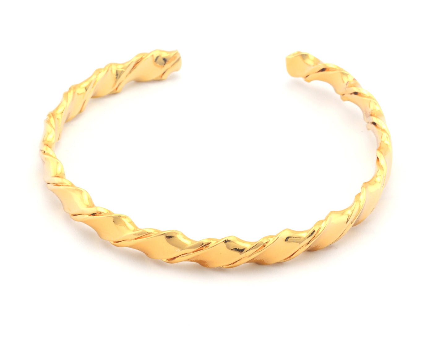 Swirl Cuff Bracelet Shiny Gold Plated Brass 1 pc. (58mm inner size - Adjustable ) OZ2962