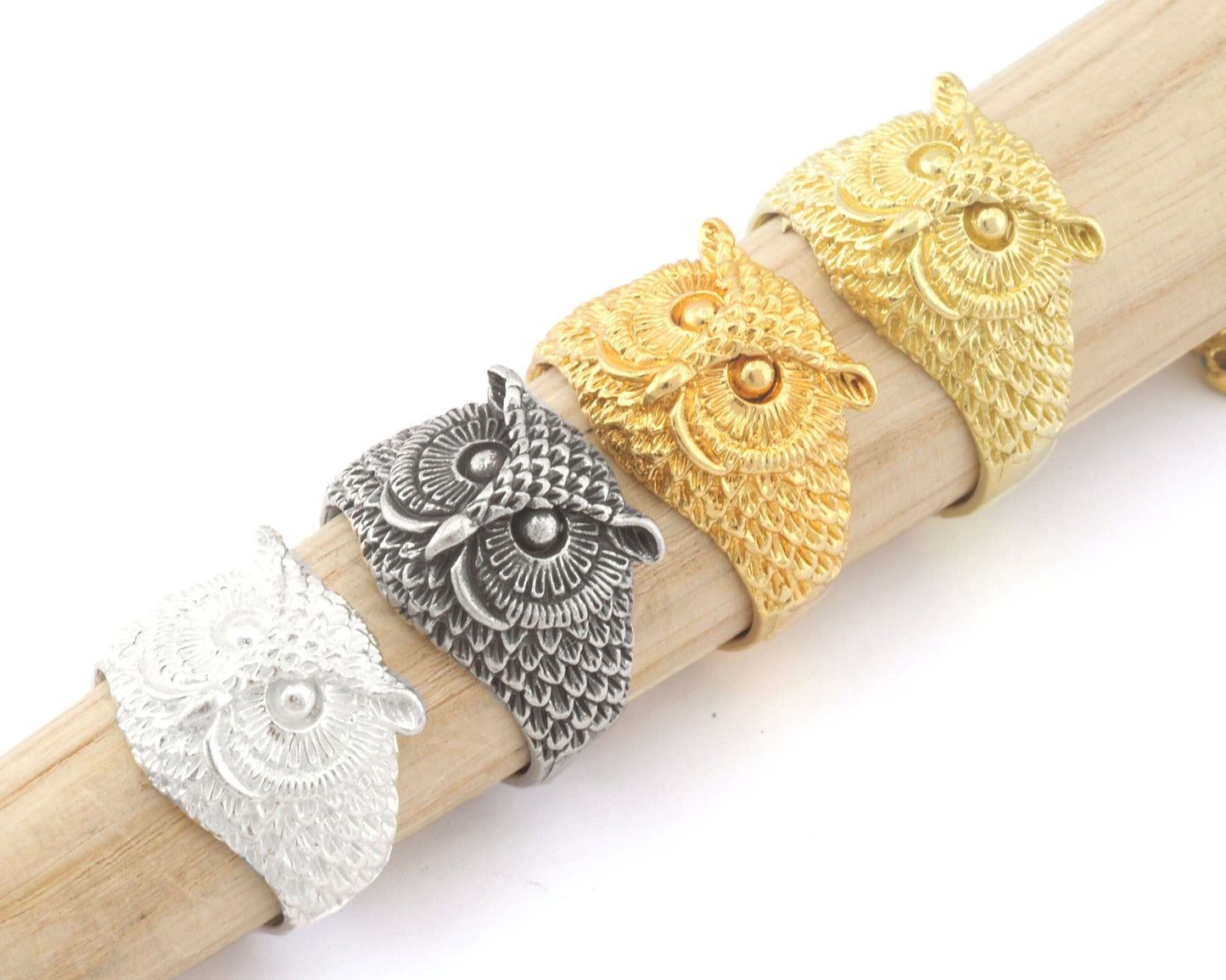 Owl Bird Animal Adjustable Ring Raw Brass - Antique silver - Shiny silver - Shiny gold Plated (9US - 12US inner size) 4733