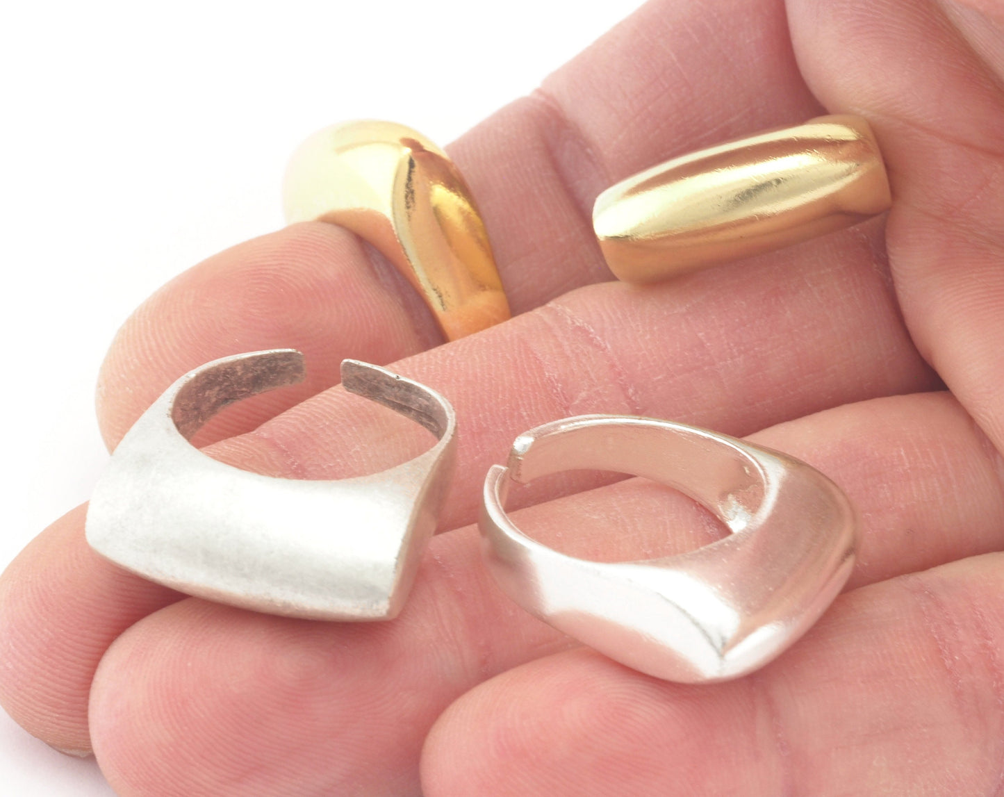Domed Adjustable Ring Raw, Antique, Shiny Silver, Gold plated Brass (18.5mm 8.5US inner size ) 3282 ring27