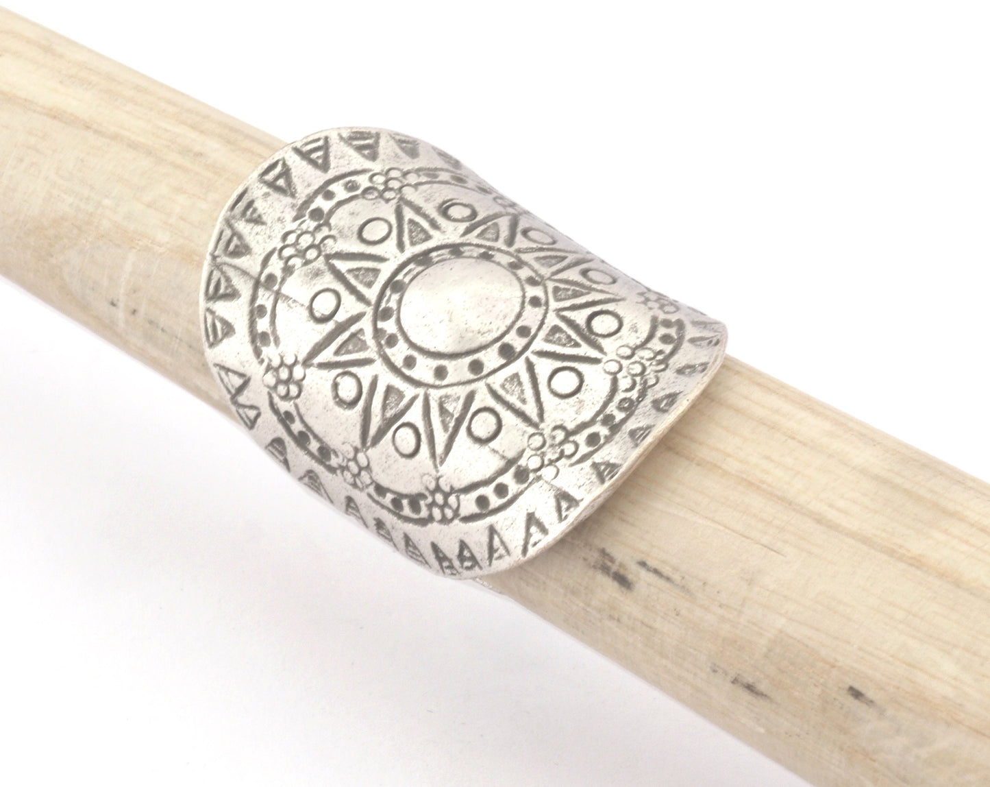 Sun Ring Textured Adjustable Ring Antique Silver Plated Brass (20mm 10US inner size) OZ2813