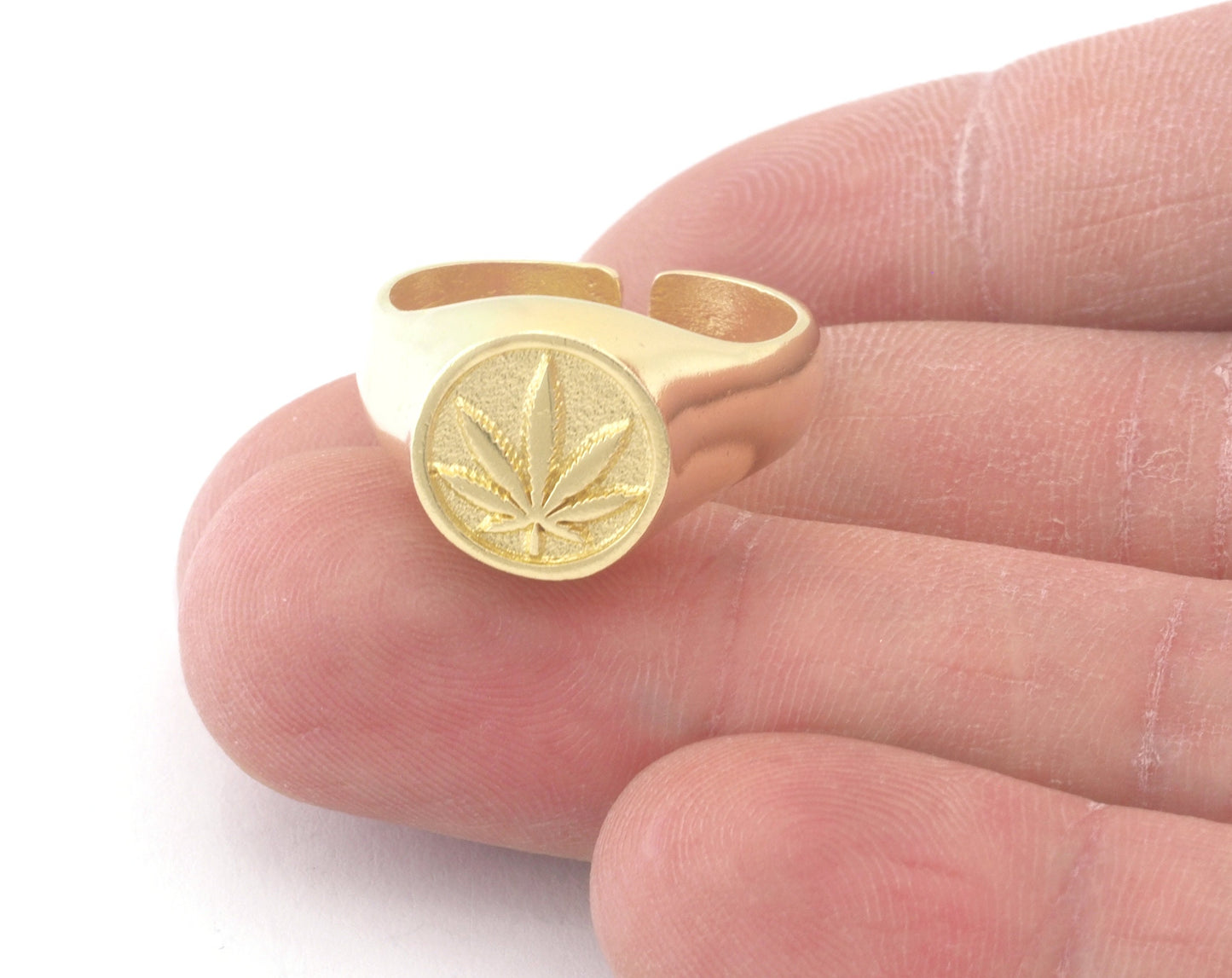 Leaf Ring Adjustable Raw Brass (7US-9US inner size) 4805