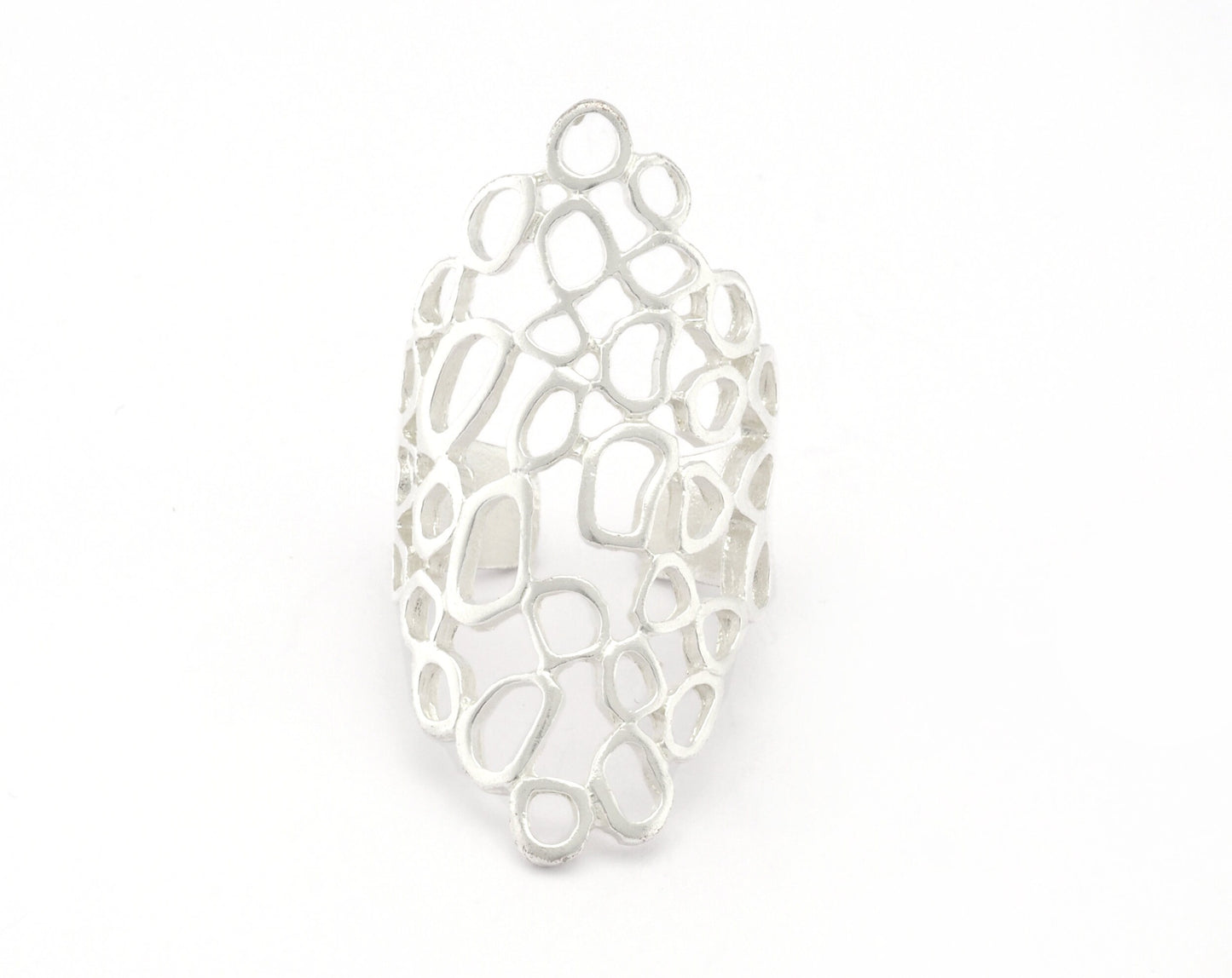 Bubbles Filigree Adjustable Ring 46mm Shiny Silver Plated brass (18mm 8US inner size) OZ3291 ring21
