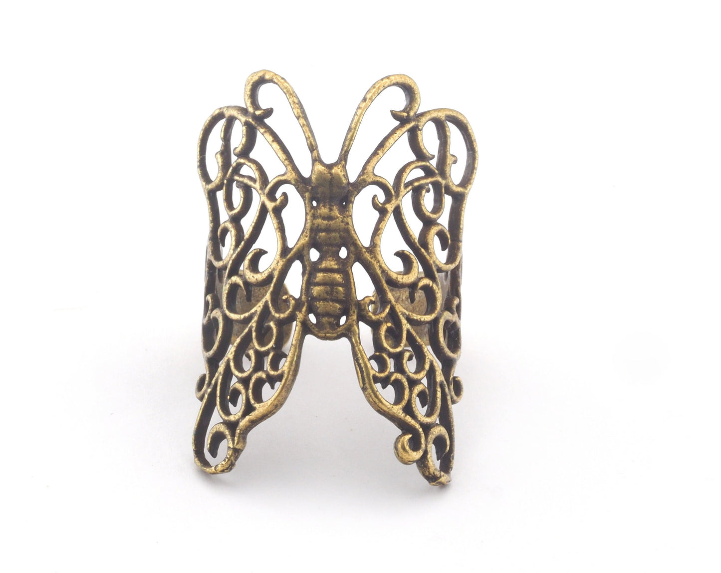 Butterfly Adjustable Ring Antique Bronze Plated brass (18mm 8US inner size) OZ2640 ring20