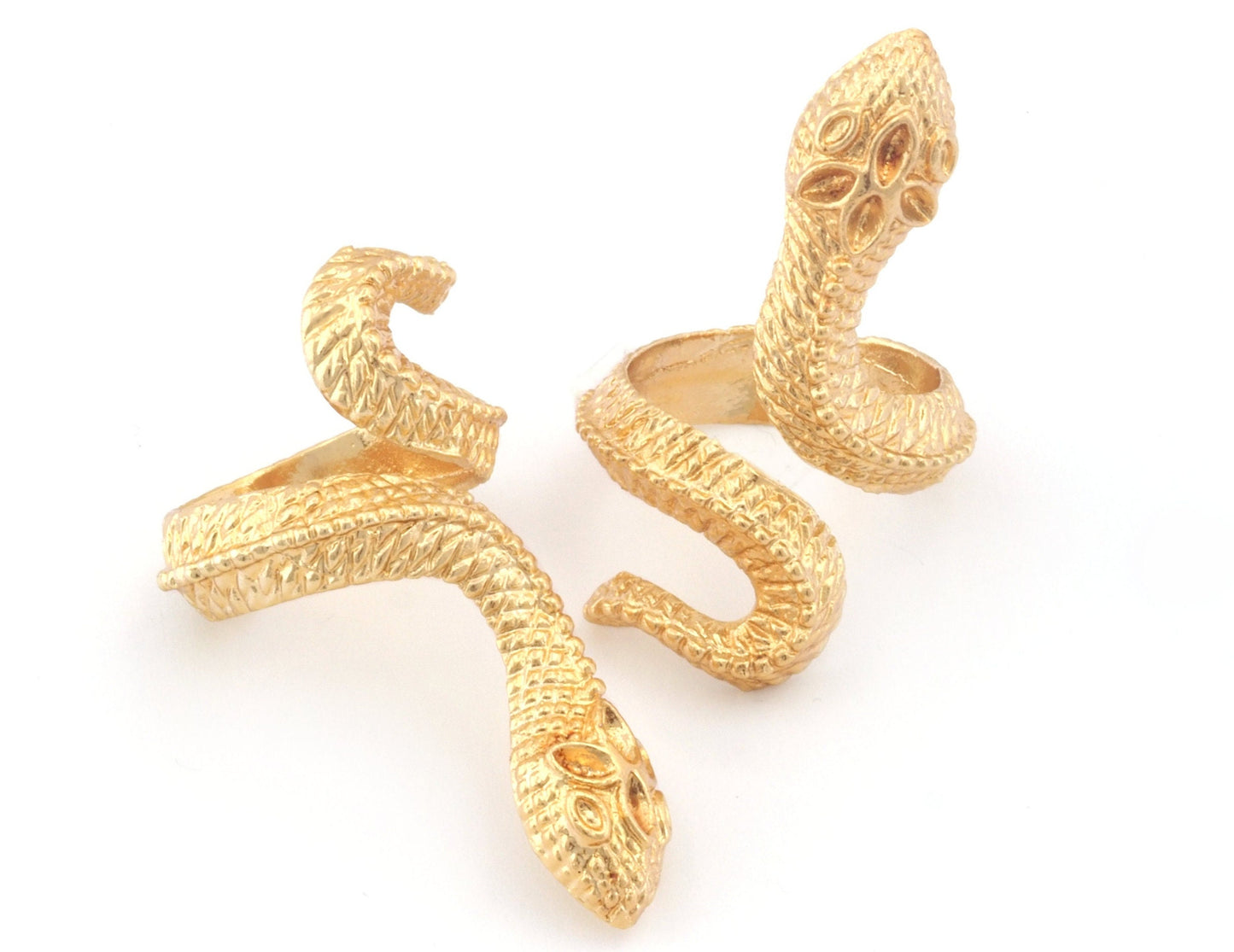 Snake Ring Wrap Animal Adjustable Shiny Gold Plated Brass (17mm - 18.5mm 6.5US - 8.5US inner size) Oz4004