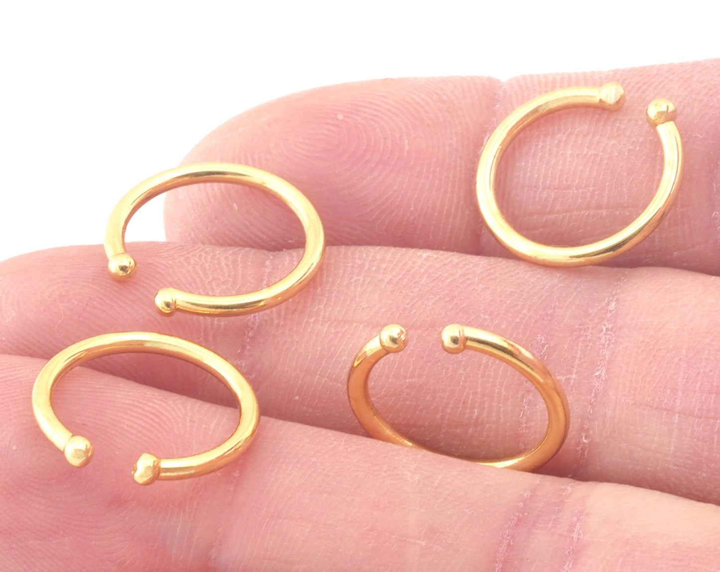 Ear cuff Shiny Gold Plated Brass Septum Ring, Nose Rings, 15mm Findings Charms 466