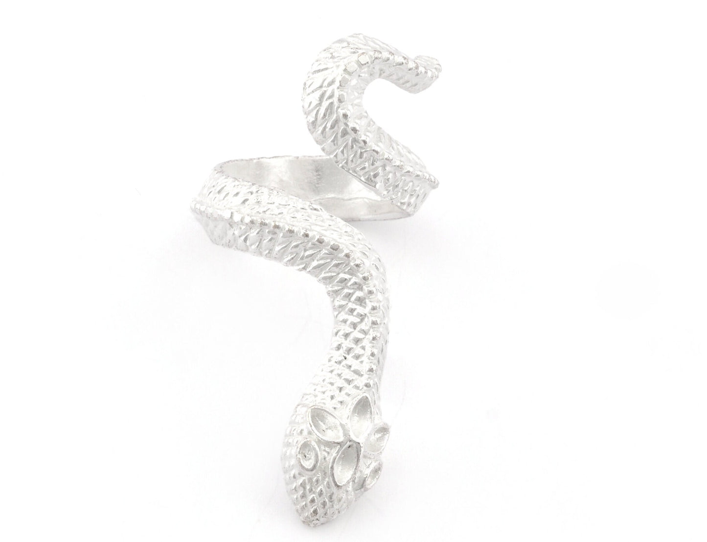 Snake Ring Wrap Animal Adjustable Shiny Silver Plated Brass (17mm - 18.5mm 6.5US - 8.5US inner size) Oz4004