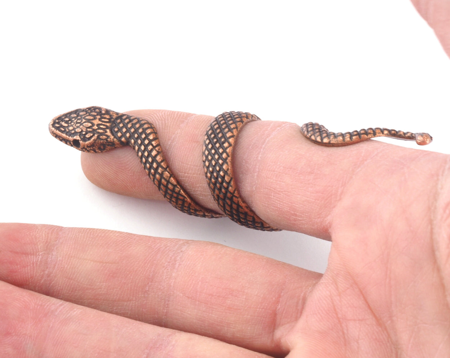 Snake Ring Wrap Adjustable Antique Copper Plated Brass (18mm - 20mm 8US - 10US inner size) Oz4001