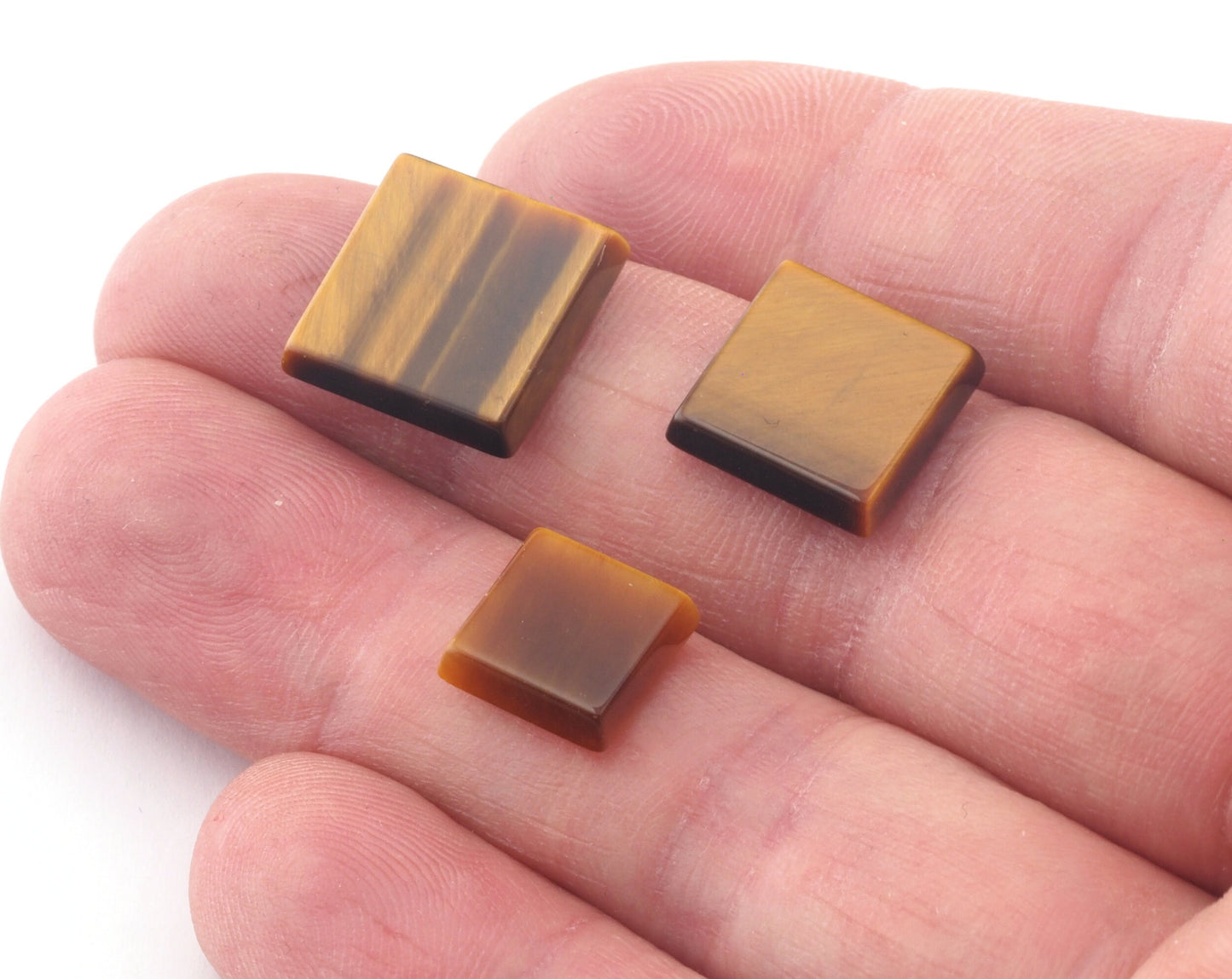 Tiger's Eye Rectangle Square Inclined Edge Gemstone Cabochons