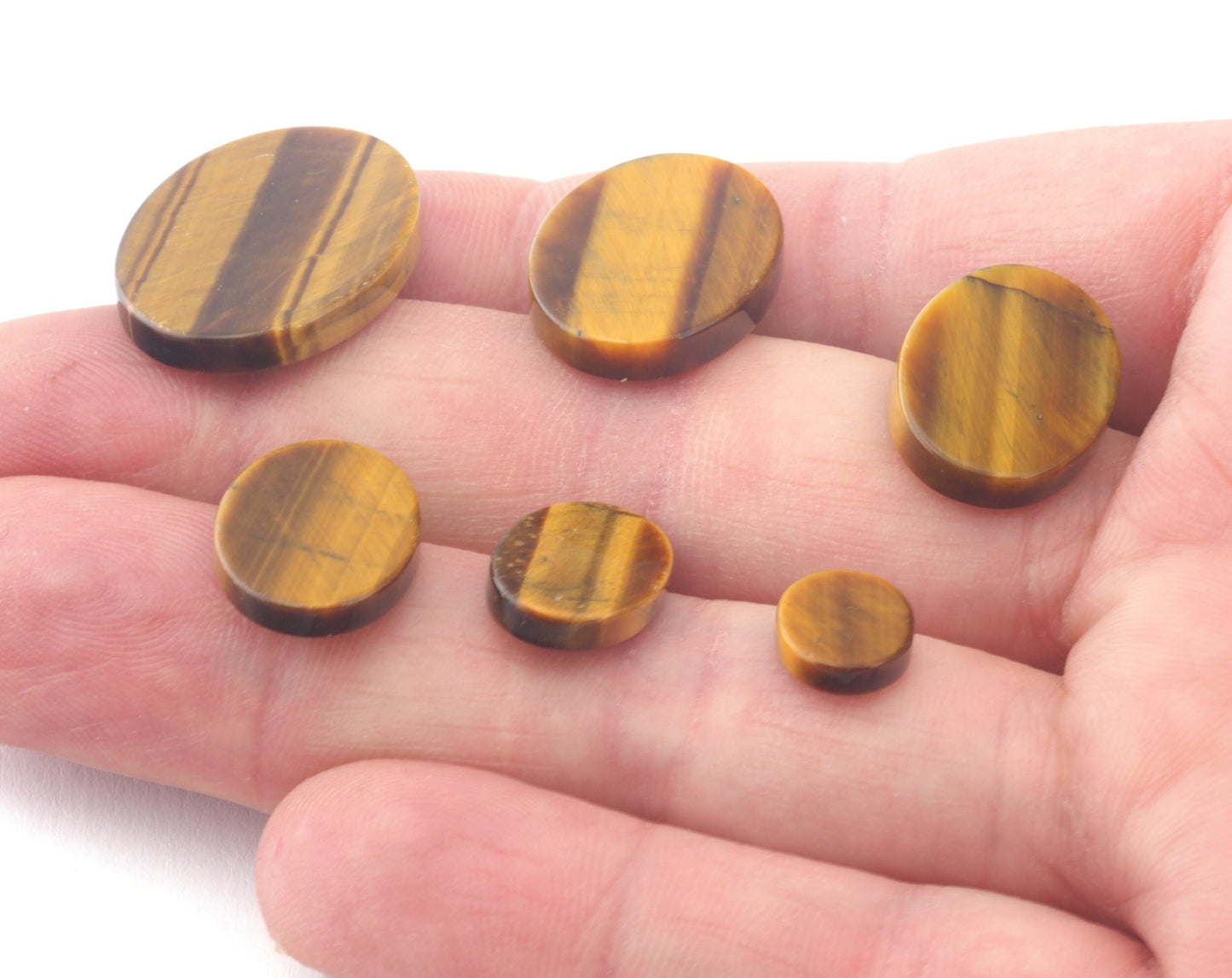 Tiger's Eye Oval Coin Gemstone Cabochons
