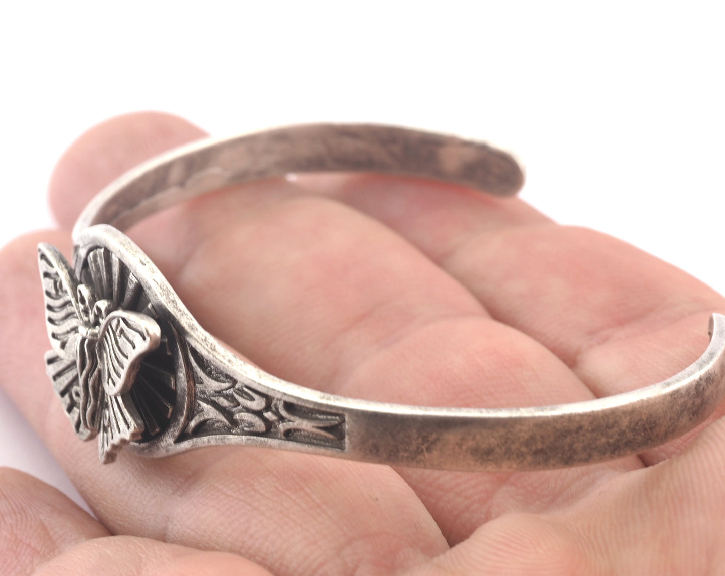 Luna Moth Sun Bracelet Cuff Antique silver (Nickel Lead Free plated ) brass (55mm inner size ) 4895