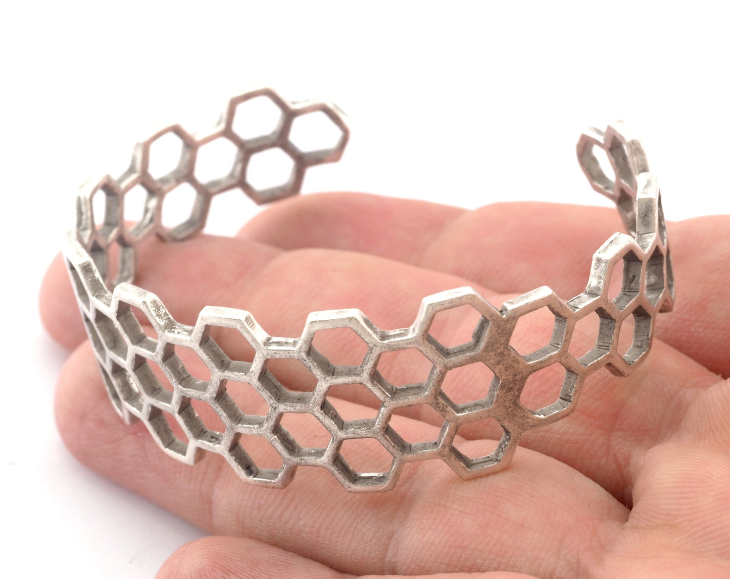 Honey Comb Bracelet Cuff Antique silver (Nickel lead free plated) (60mm inner size ) 4897