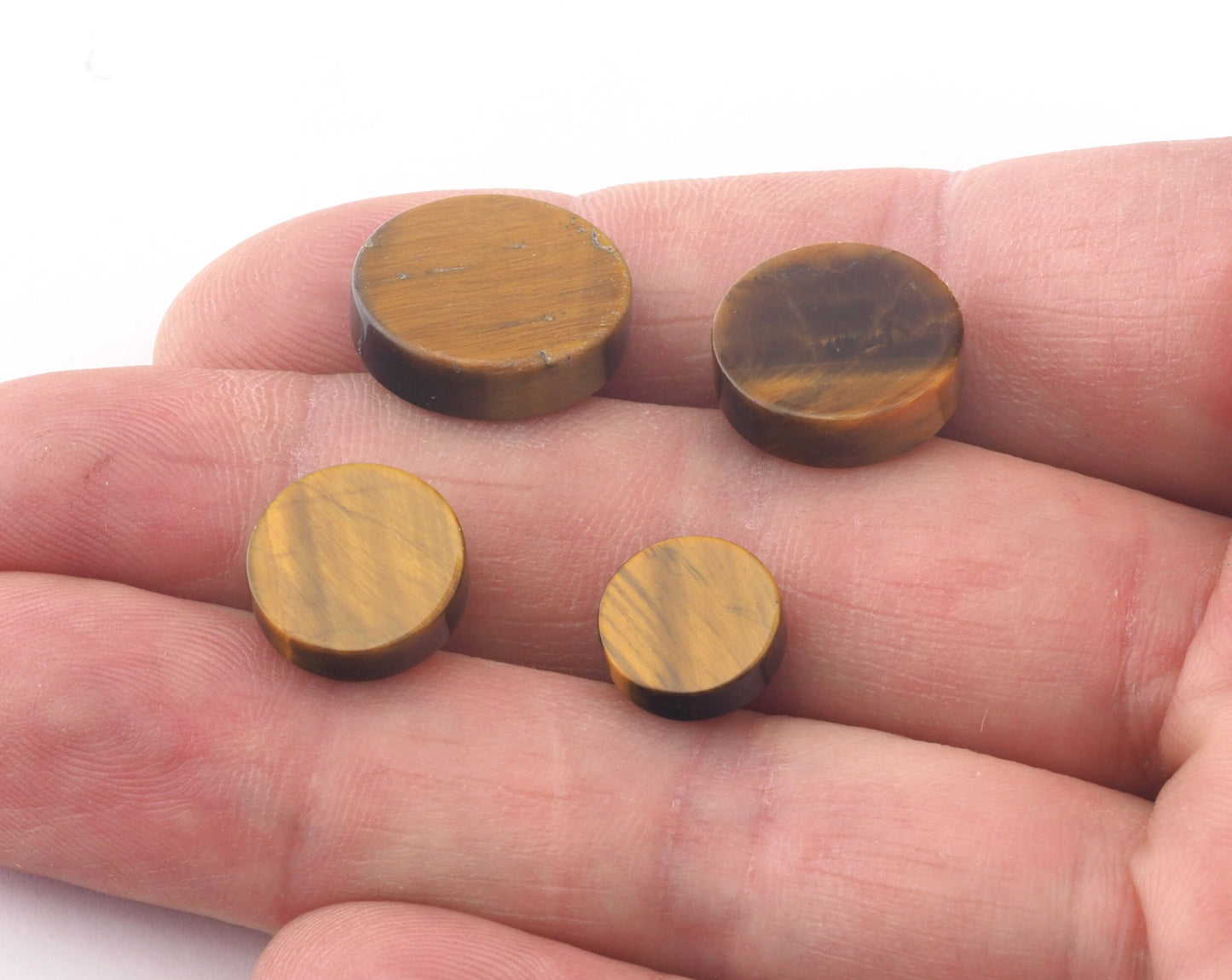 Tiger's Eye Coin Gemstone Round Cabochons