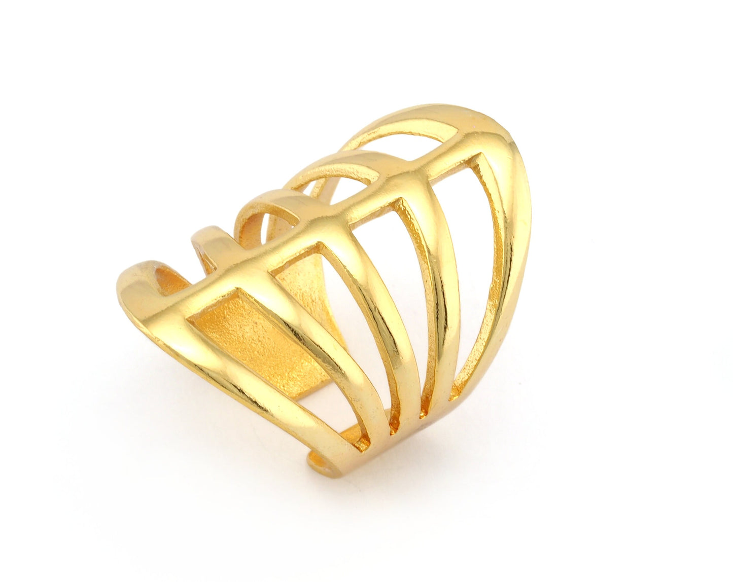 Ring Filigree Adjustable Shiny Gold Plated Brass 1 Pc. (18.5mm 8.5US inner size) OZ2091 33mm