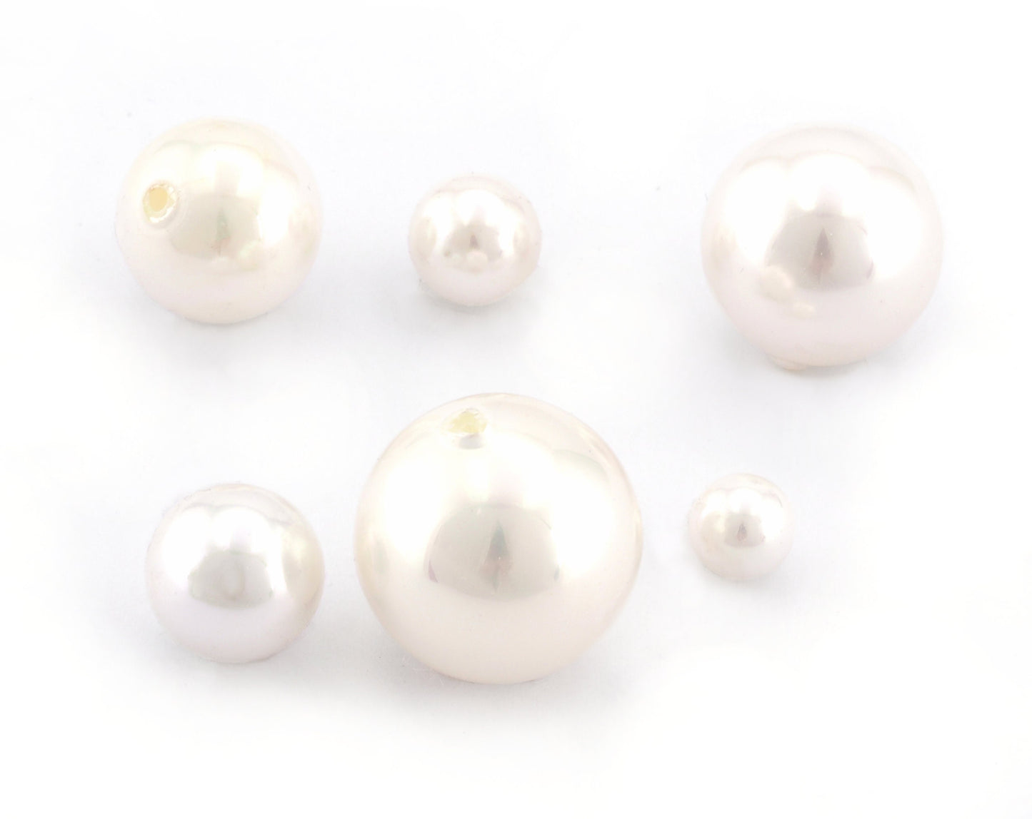 Half Drilled Sphere Pearls Beads White Majorca Pearl