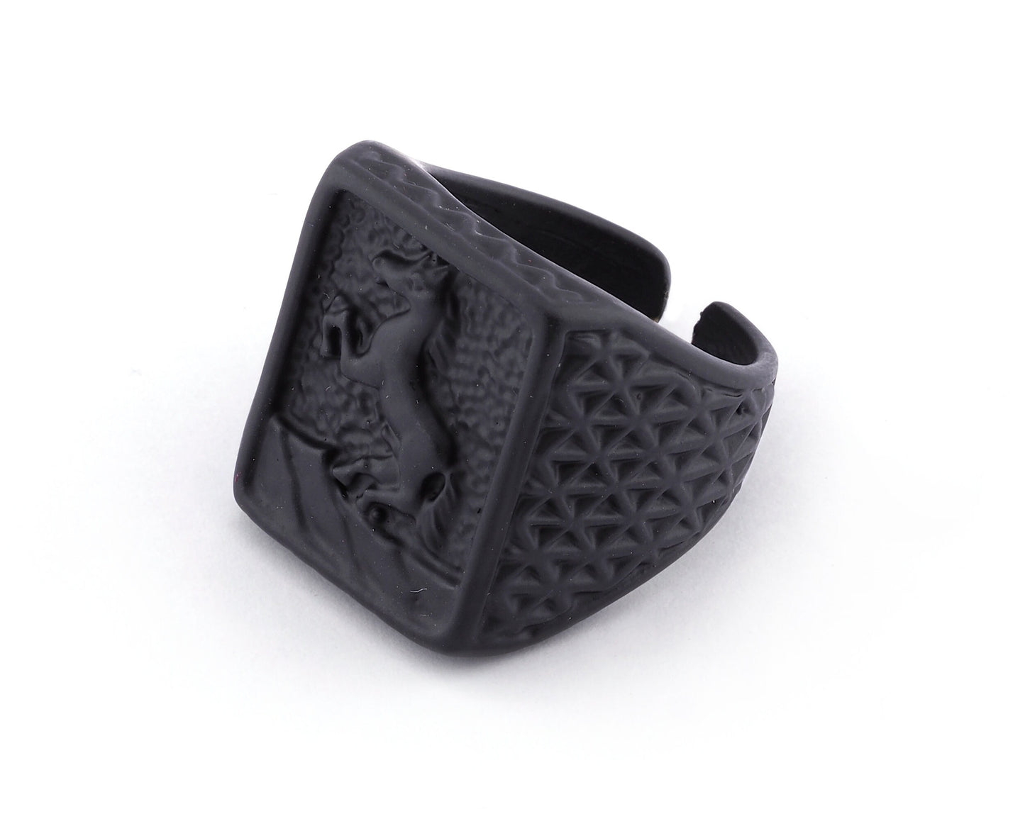 Horse Signet Adjustable Ring Brass Black Painted (9US - 12US inner size) 4734