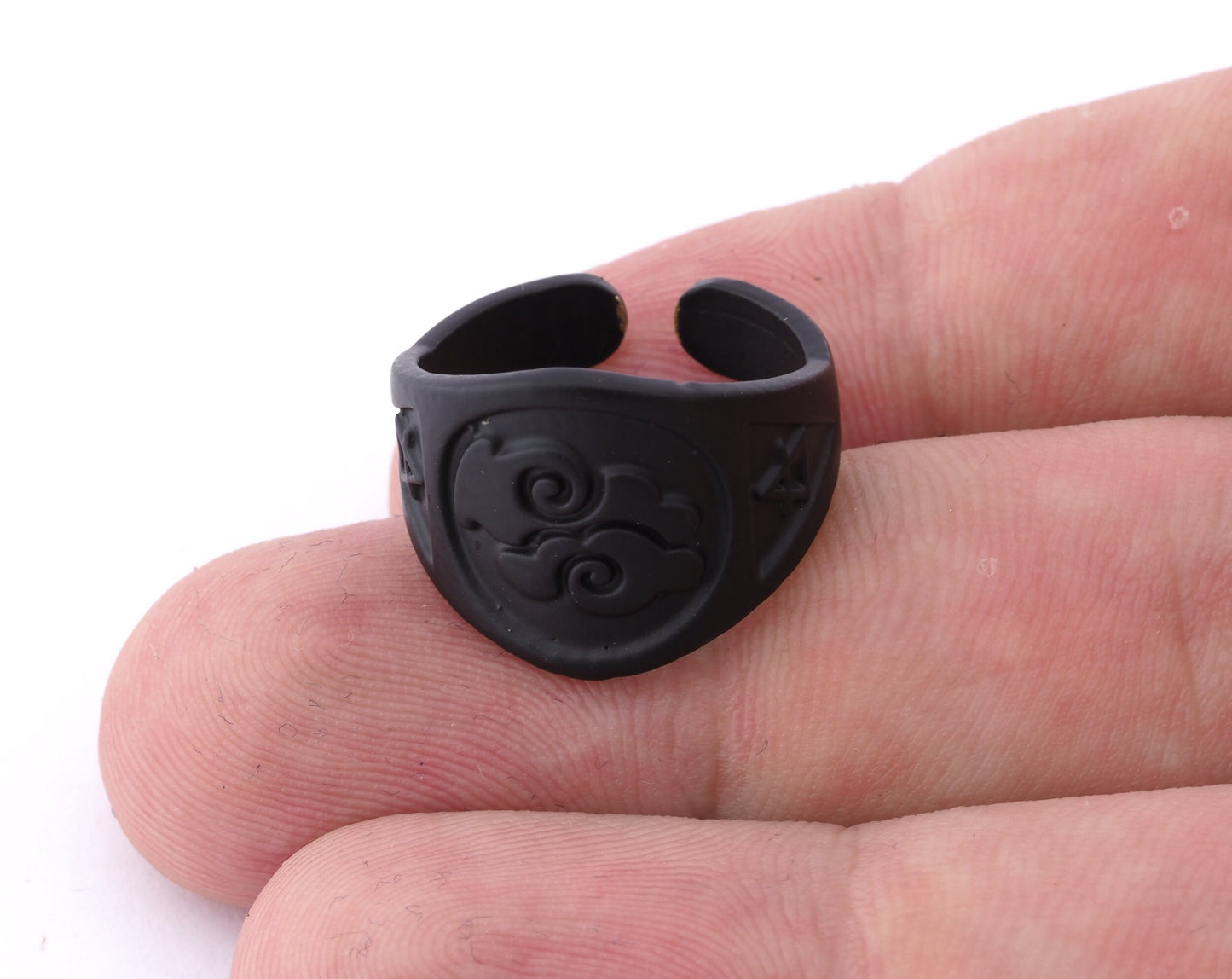 Air Four Elements Symbols Embossment Ring Adjustable Black Painted Brass (6 - 10 US inner size) 4673