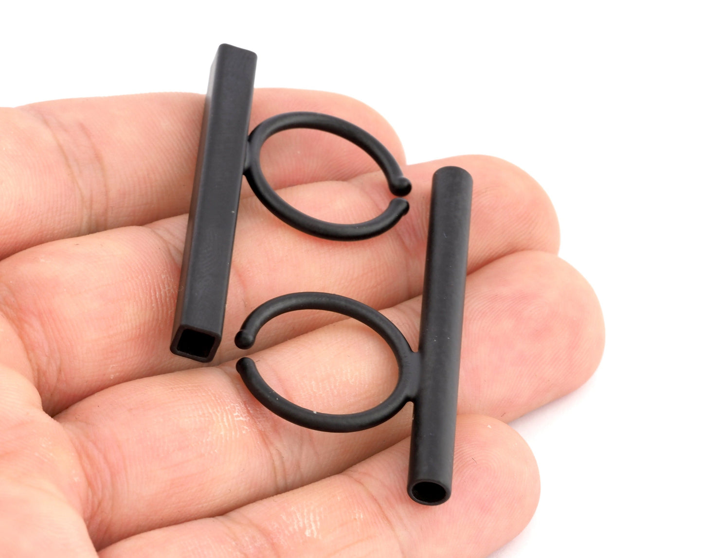 Square Round Tube Adjustable Ring Blank - Black Painted Brass (50mm Tube ) 4917 - 5037