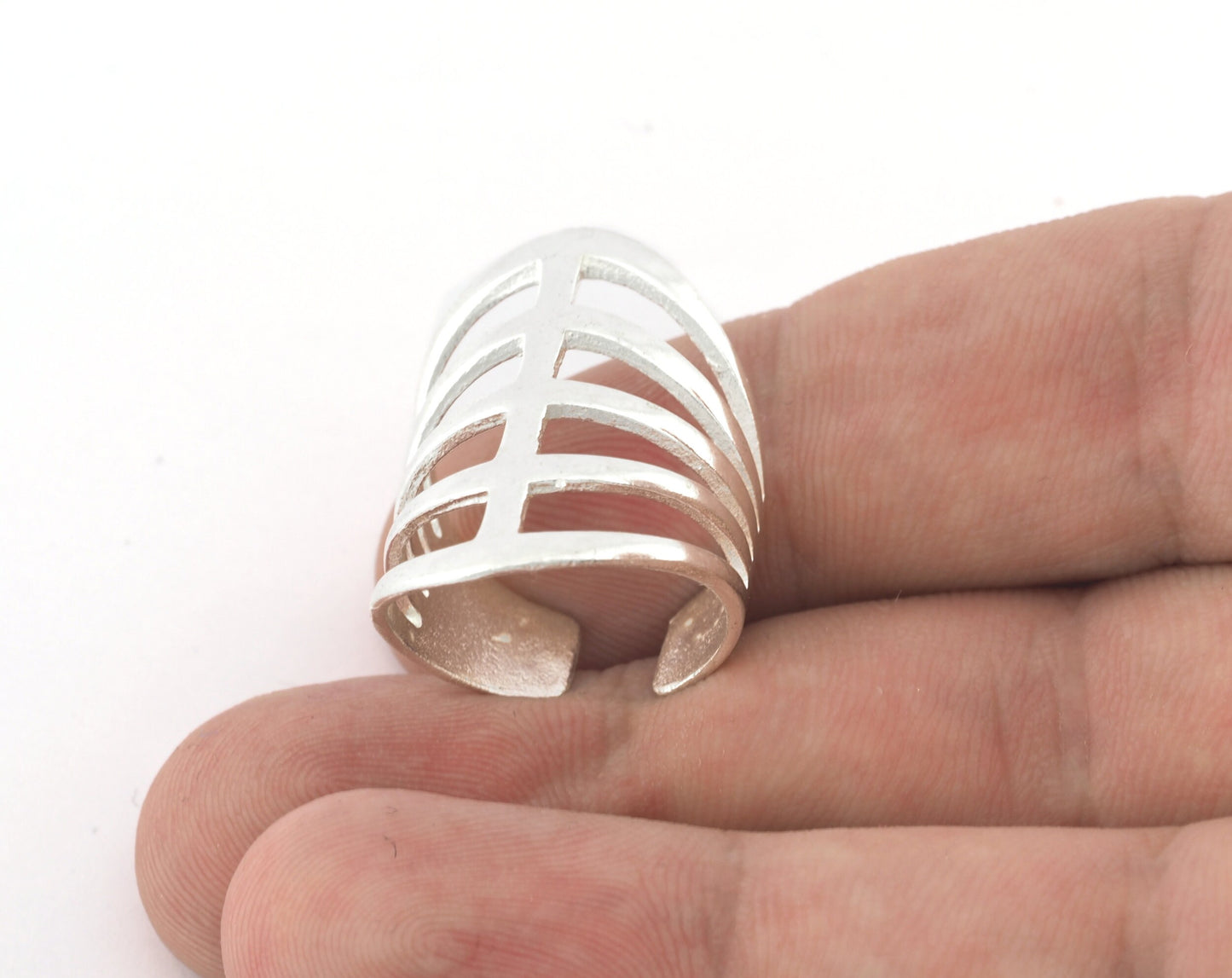 Ring Filigree Adjustable Ring Shiny Silver Plated Brass 1 Pc. (18.5mm 8.5US inner size) OZ2091 33mm