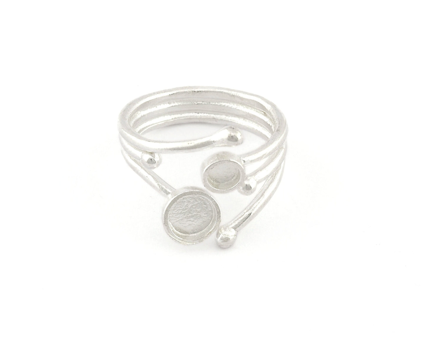 Adjustable Ring Bezel Setting 4mm and 6 mm Round Setting Raw Brass , Antique silver, Shiny silver, Shiny gold plated (7US - 9US size ) 4787