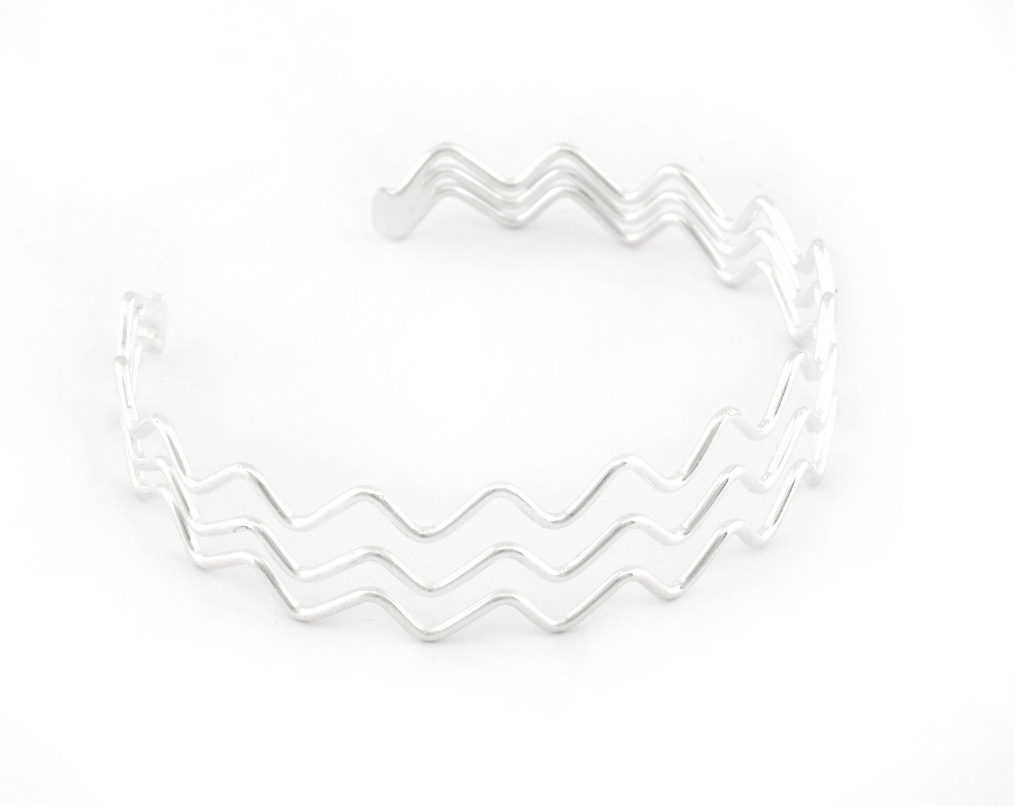 Zigzag Bracelet Base, Shiny Silver plated brass 5192