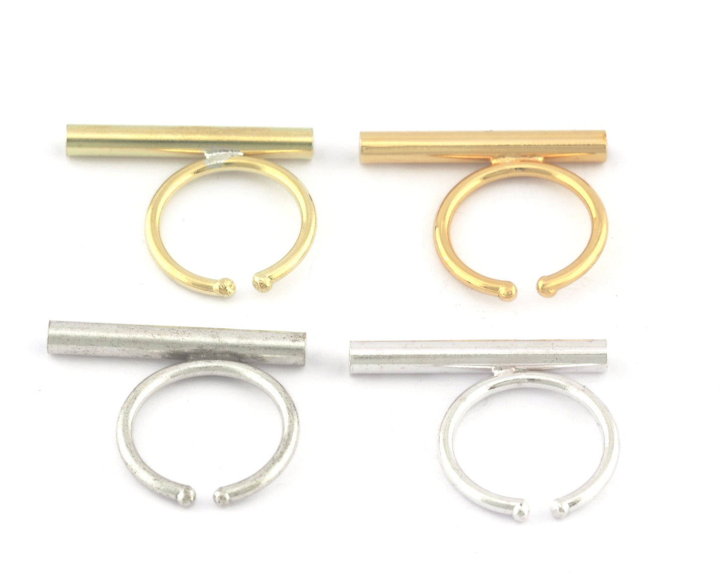 Round Tube Adjustable Ring Blank Raw Brass - Antique silver - Shiny silver - Shiny gold plated (30mm Tube ) 5178