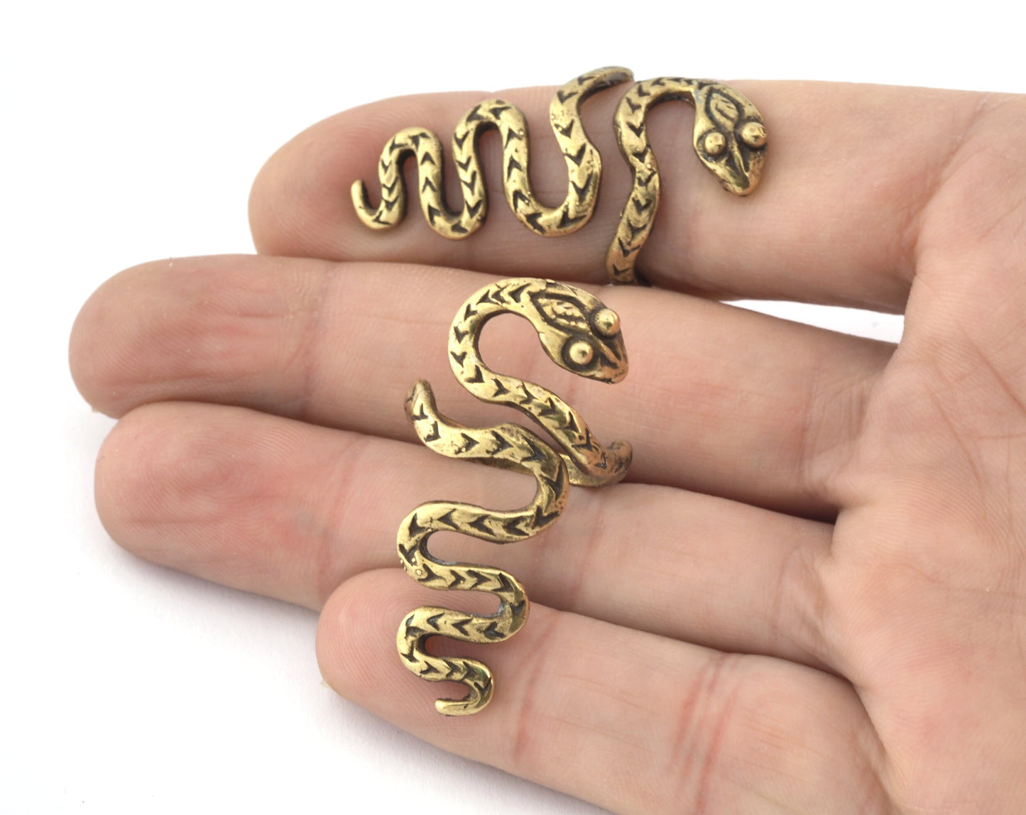 Snake Ring Statement Animal Adjustable Antique Bronze plated brass Oz4005