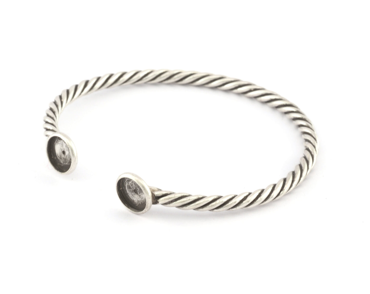 Twisted, Spirals, Swirl Bracelet Base, Blank Bezel Settings, Antique Silver plated copper (8mm Blank) 5190
