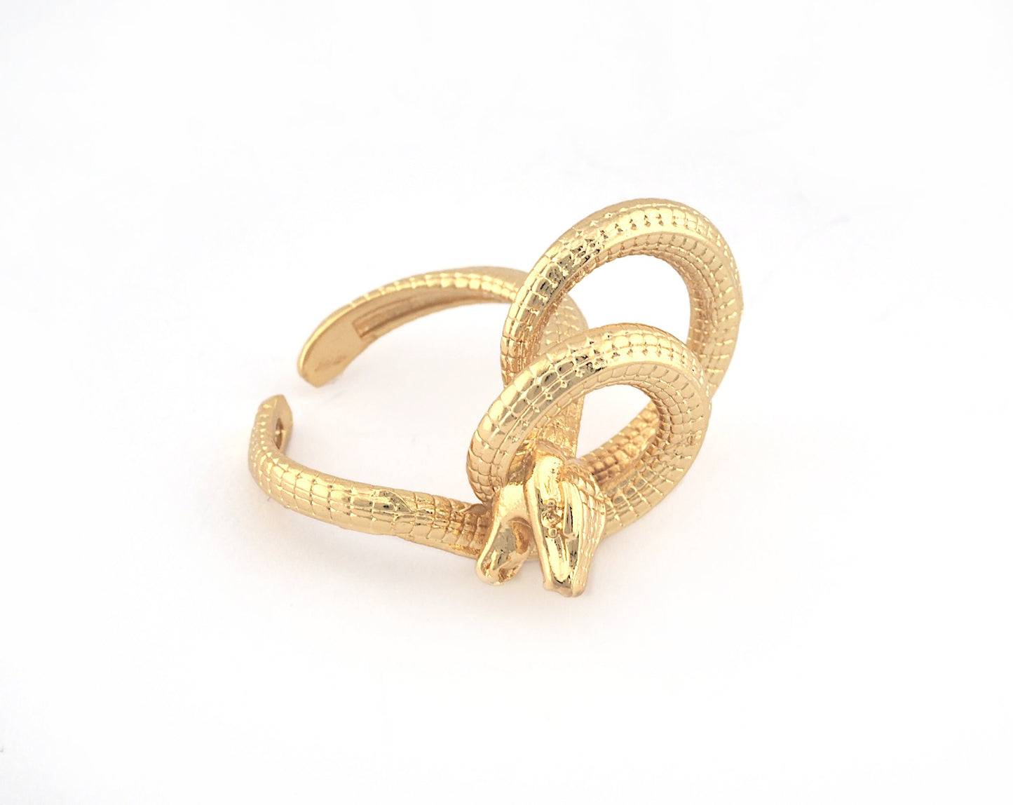 Entangled Snake Ring Adjustable brass, Shiny gold plated (18mm 8US inner size) 5245