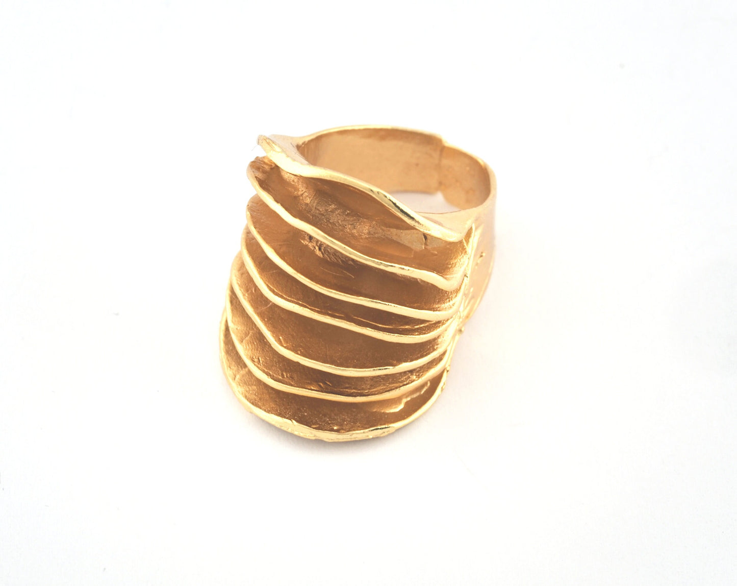 Slice Ring Adjustable Shiny gold plated brass (18mm 8US inner size) 5237