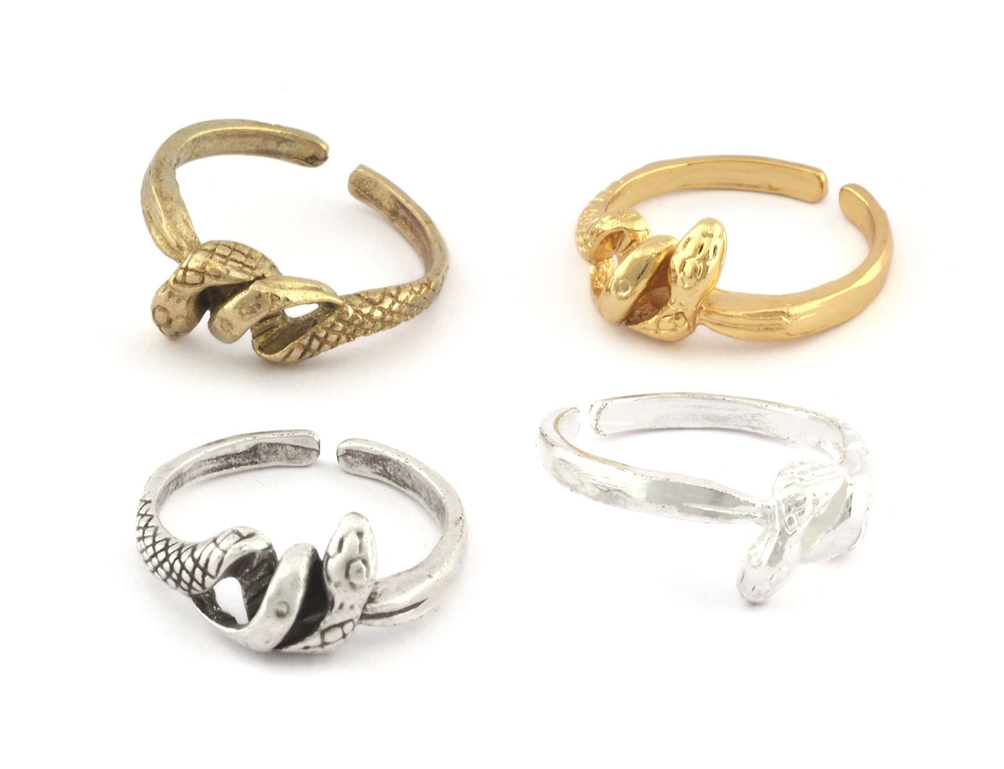 Snake Entangle Adjustable Ring Raw brass, Shiny Silver, Antique silver, Shiny gold (18mm 8US inner size) 5293