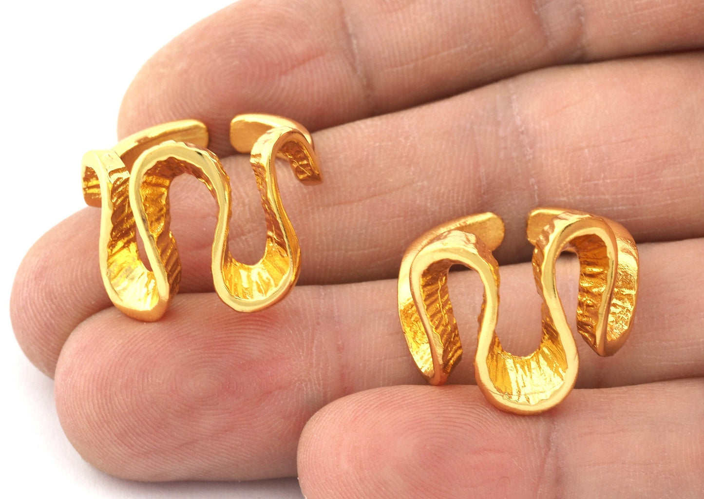 Organic Shape Adjustable Ring Shiny Gold Plated brass (18mm 7.5US inner size) OZ3493