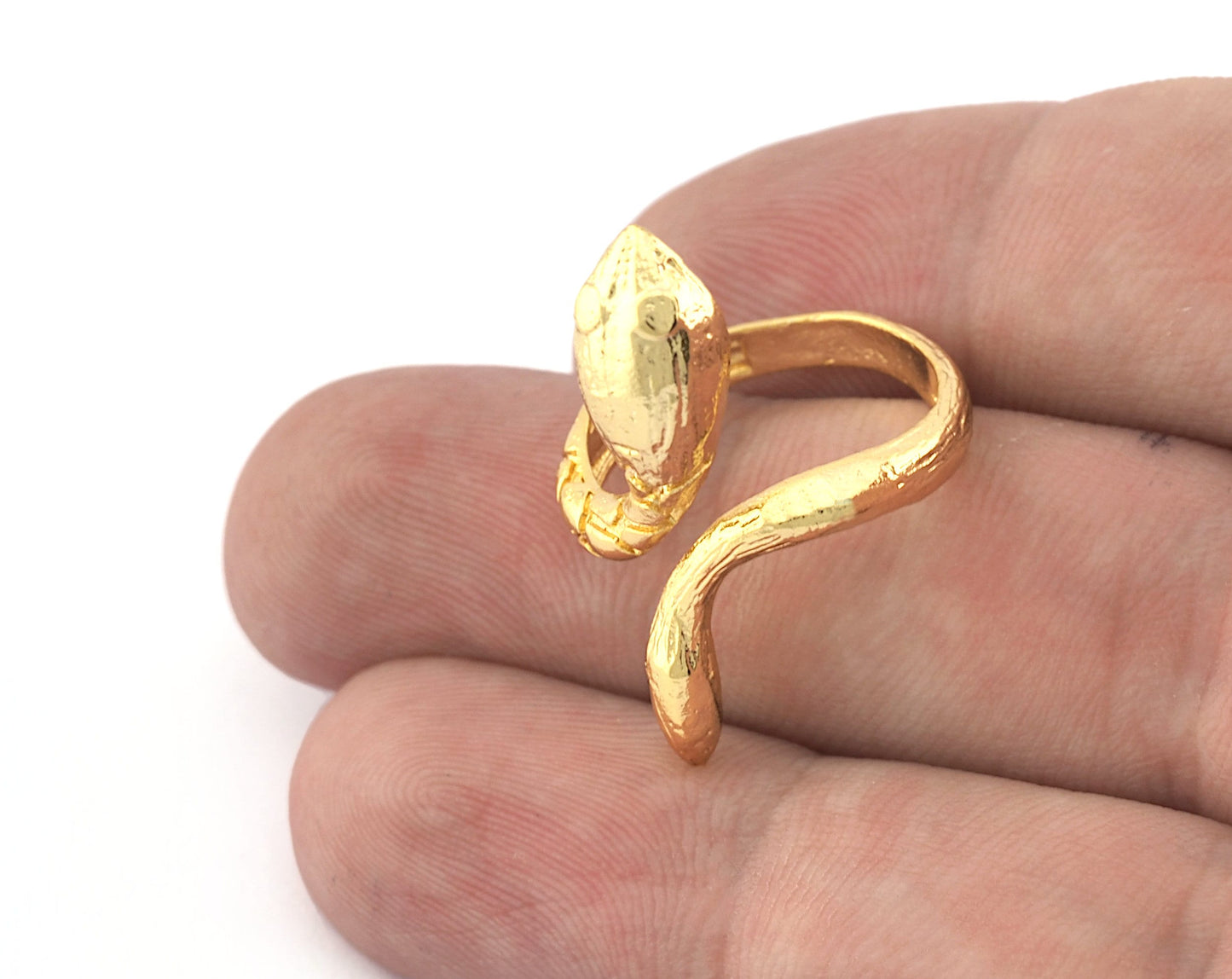 Snake Ring Adjustable Shiny gold plated brass (18mm 8US inner size) 5244
