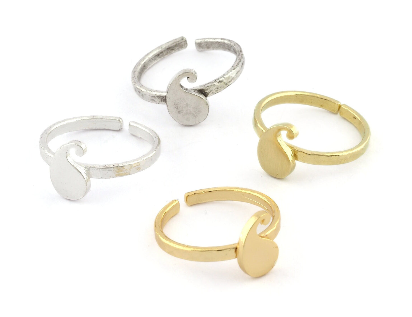 Mango, Drop Ring Adjustable Raw brass, Shiny Silver, Antique silver, Shiny gold plated (18mm 8US inner size) 3441