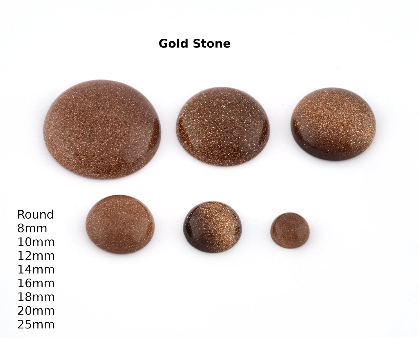Gold Stone Cabochons Round Flatback Cabochons cab50-6
