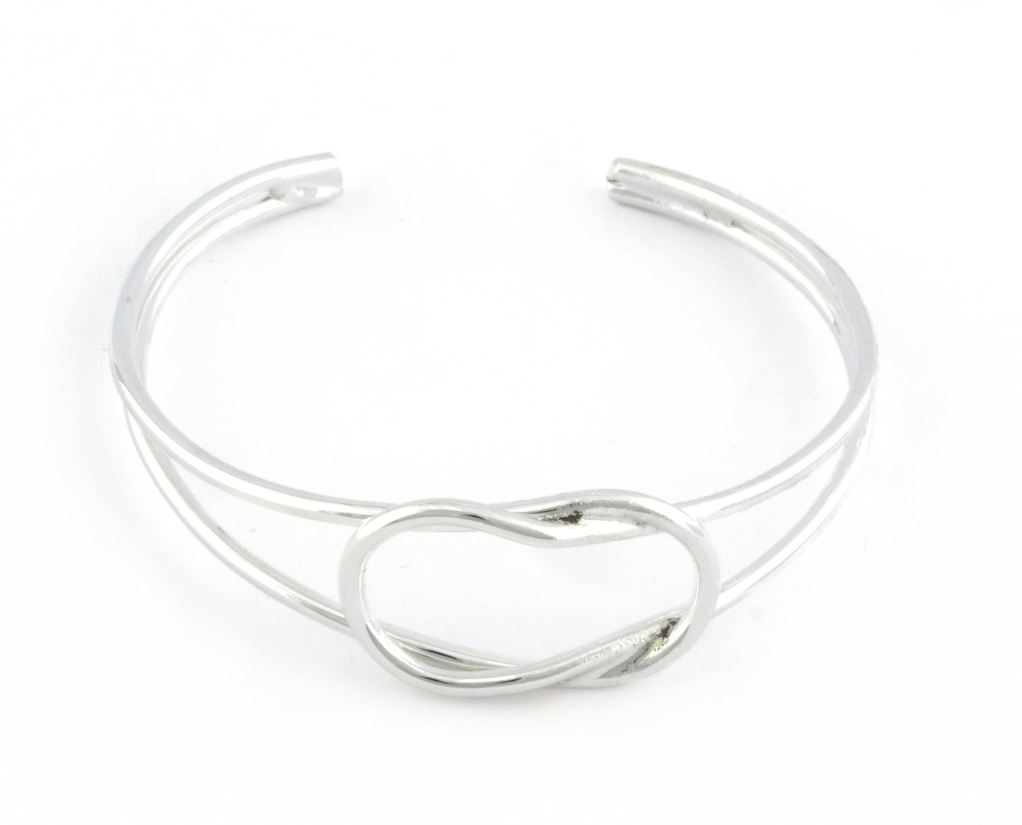 Knot Bracelet Base, Shiny silver plated copper 3826