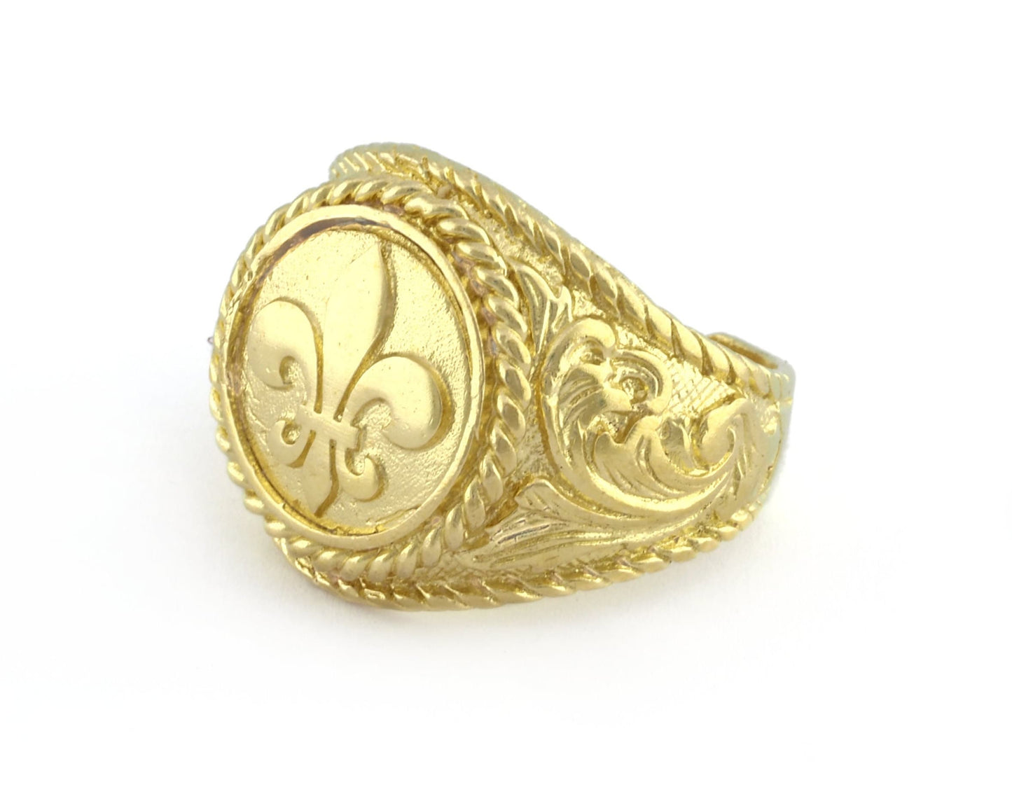 Fleur De Lis Ring Raw Brass (9US - 12US inner size Adjustable ) 3122