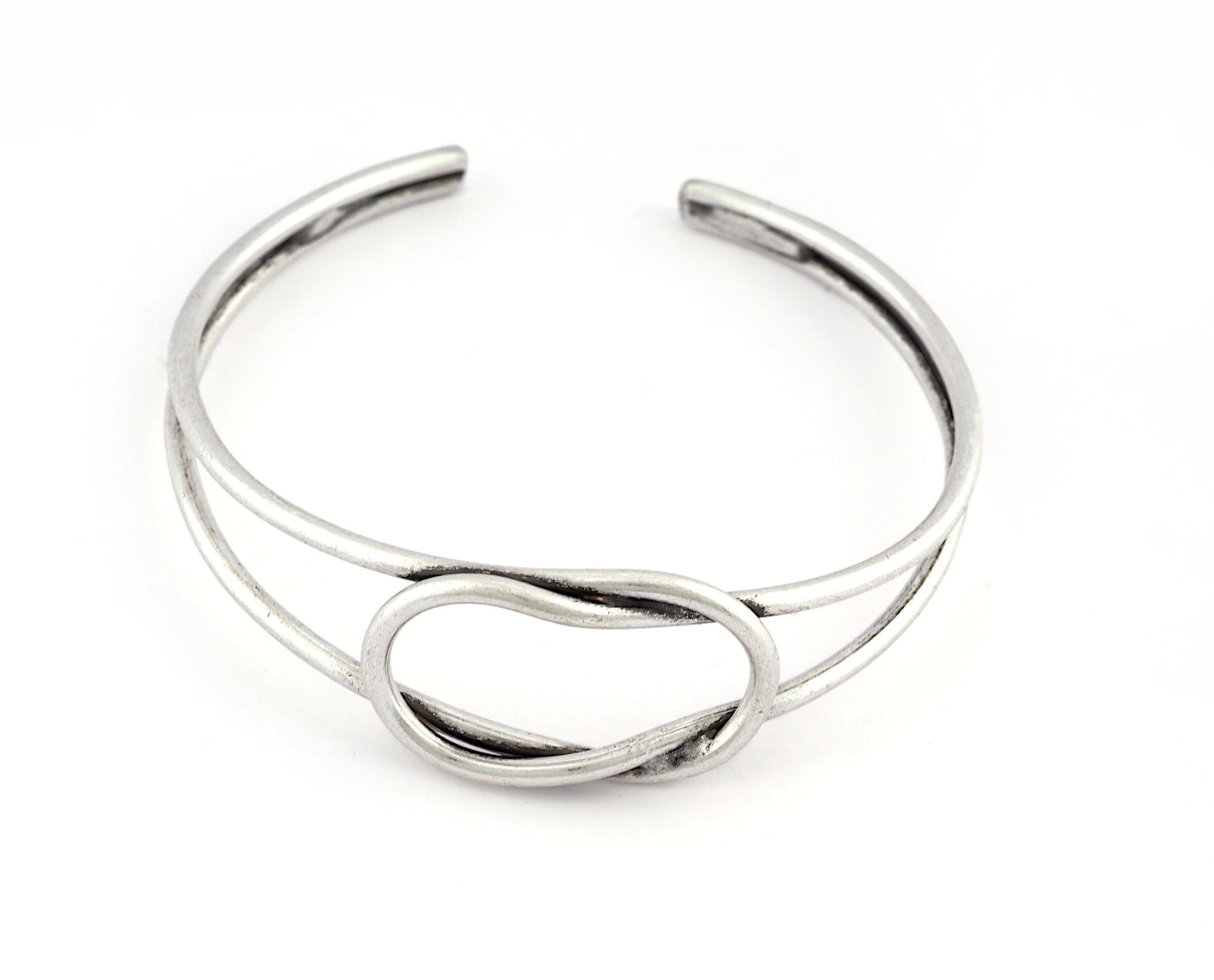 Knot Bracelet Base, Antique silver plated copper 3826