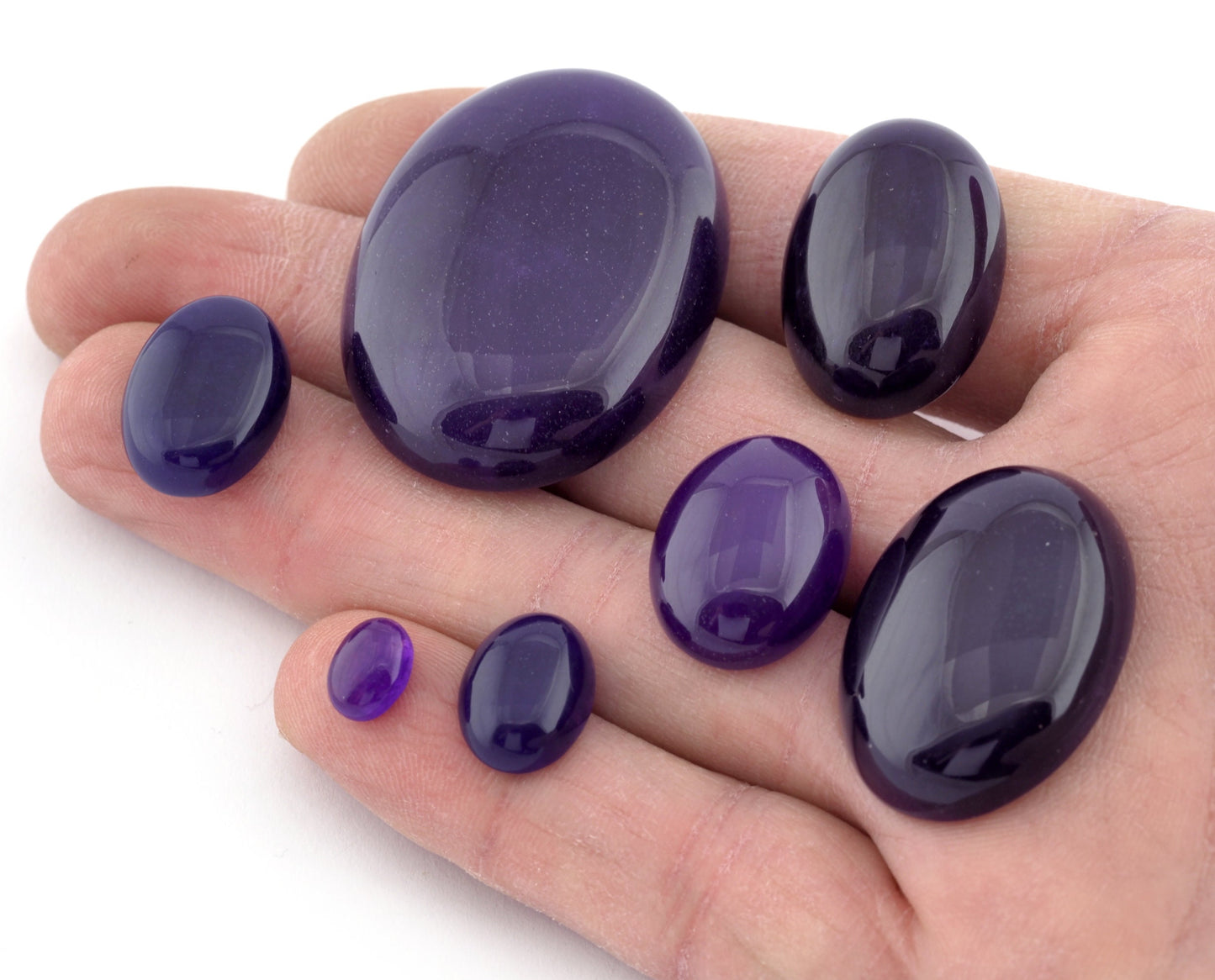 Lilac Purple Oval Dome Cabochon quartz Dyed Flat Back CAB94-6
