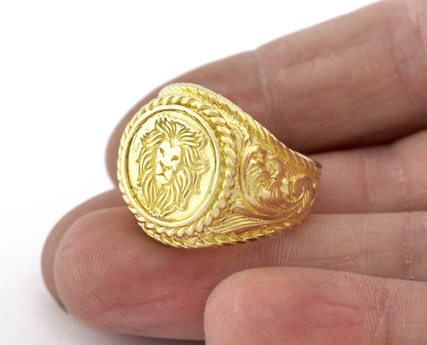 Lion Ring Raw Brass - Antique Silver - Shiny Silver Plated (9US - 12US inner size Adjustable ) 3048