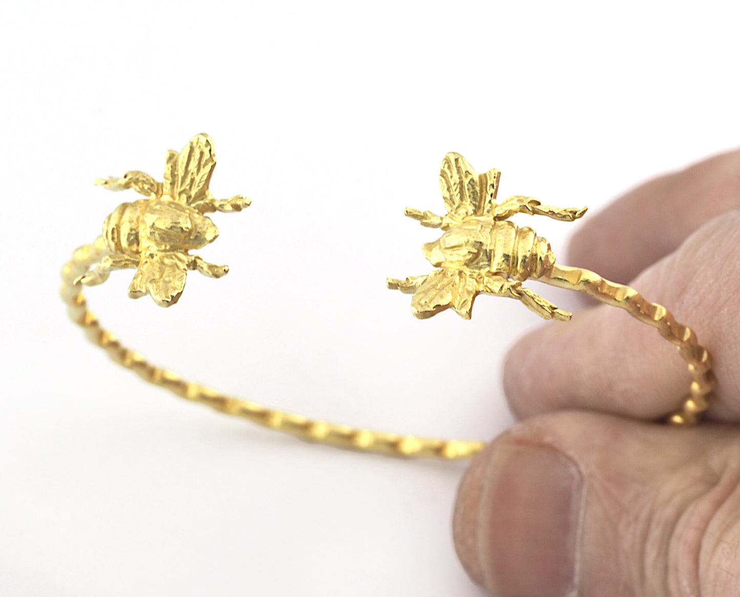 Bee Bracelet Raw Brass (60mm inner size - Adjustable ) 5374