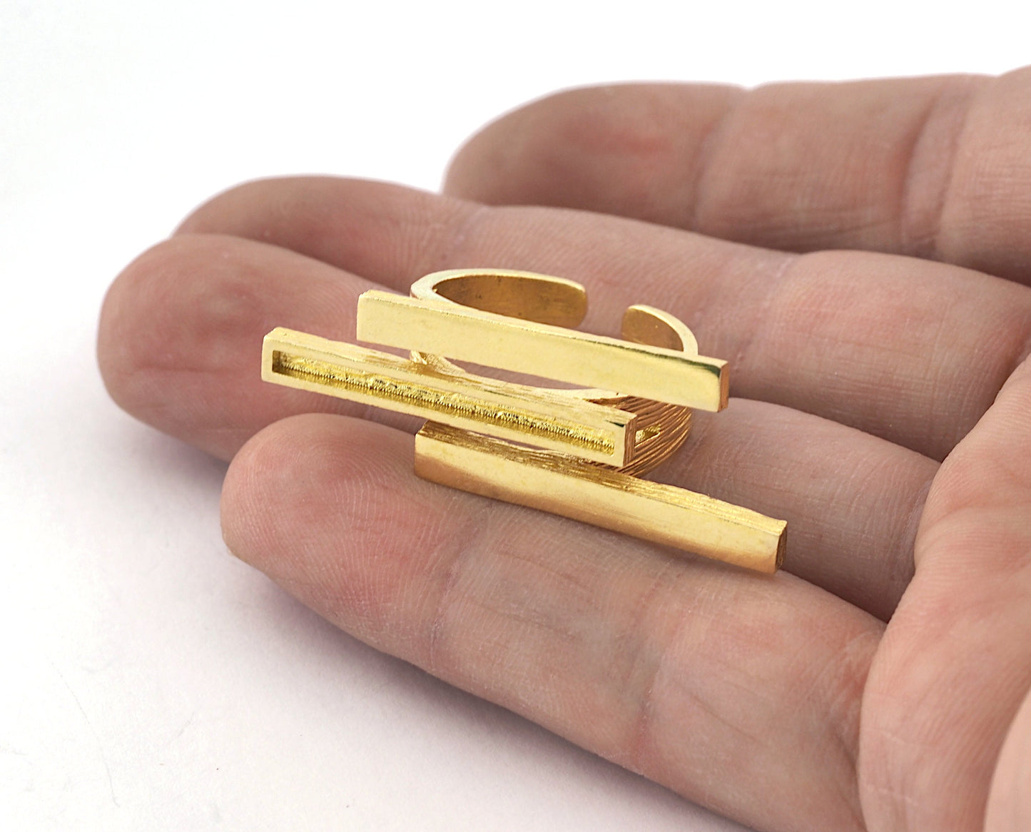 Stripe Ring Adjustable Resin Blank - Raw brass - shiny silver - antique silver - shiny gold - plated (8 US Adjustable ) 27x1.8mm Blank 5381