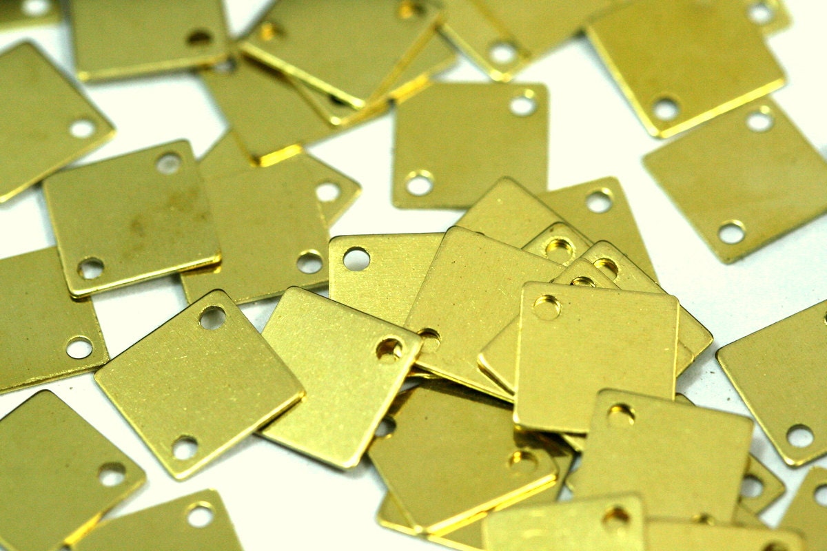 Square tag two 2 hole 160 Pcs Raw Brass 9mm connector Charms ,Findings 156R-56 tmlp
