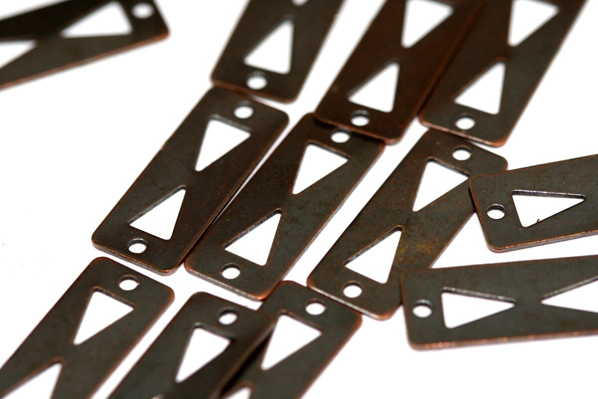 80 pcs 8x20mm antique copper tone brass rectangle tag 2 hole connector charms ,findings 160AC-48