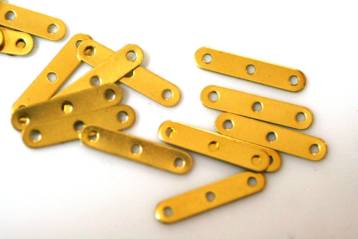 3 hole connector 120 Pcs Raw Brass 4x18mm 5/32"x5/64" Charms ,Findings 344R-30 tmlp