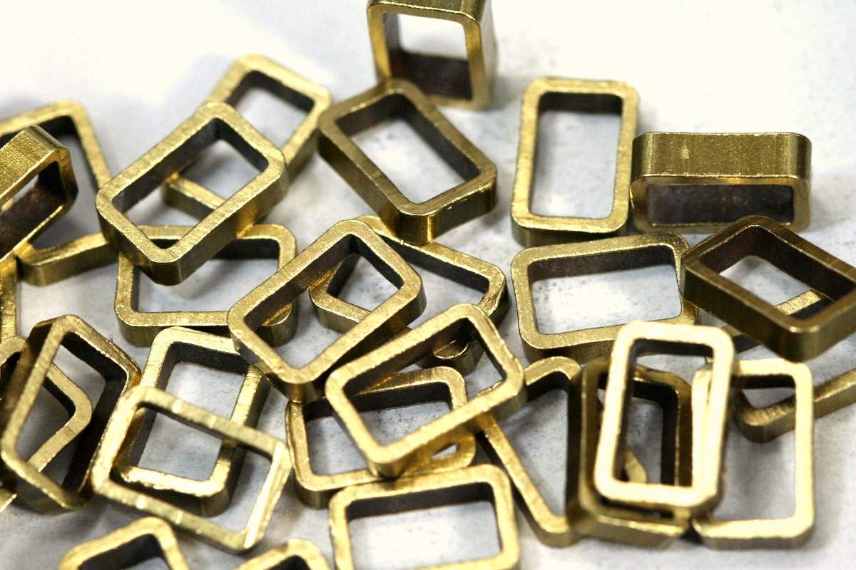 Rectangle Bead spacer 10 pcs L225 Raw Brass 8x12x2,5mm 0,314"x0,47"x0,1 finding industrial design bab611