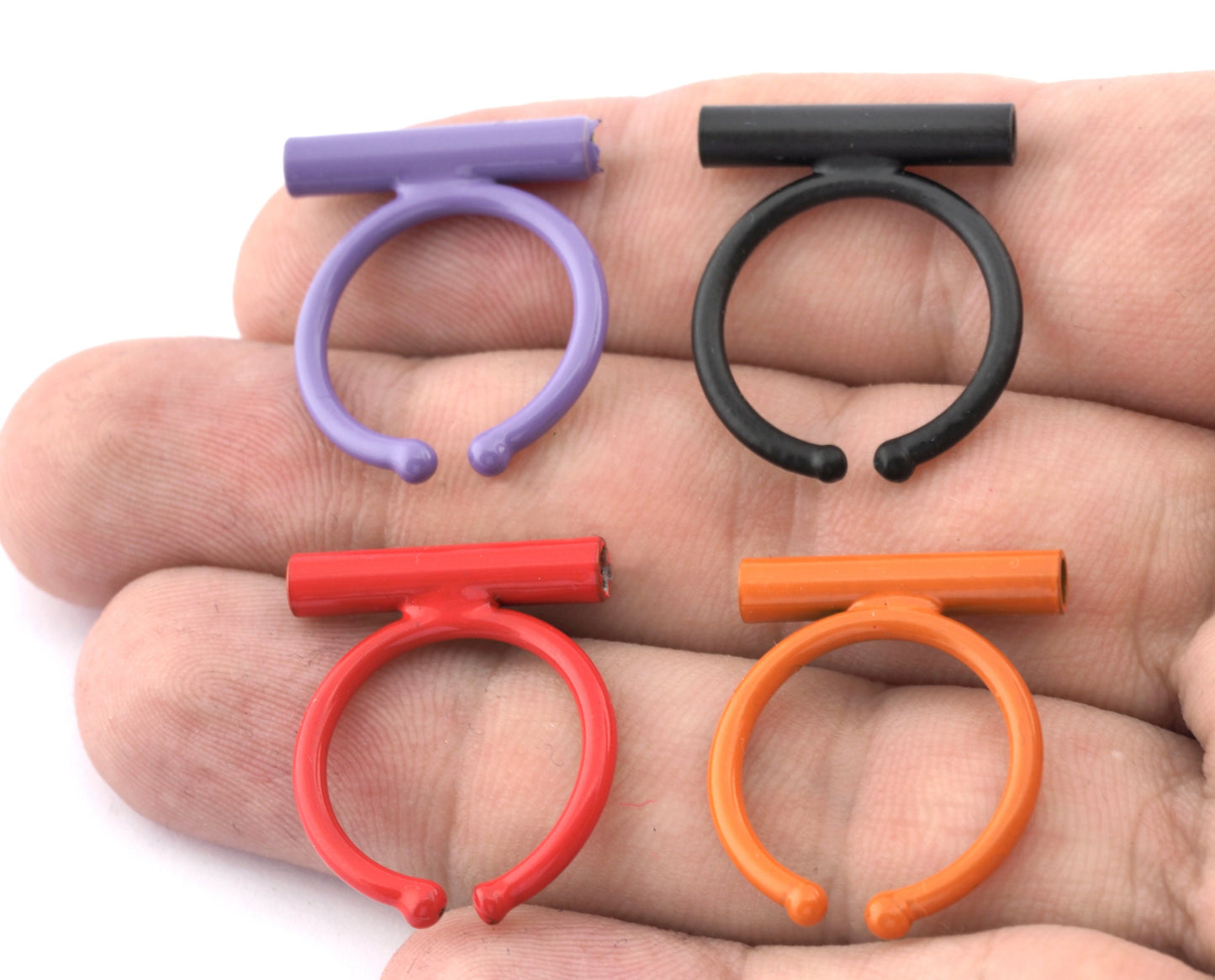 Round Tube Adjustable Ring Blank Brass - Black - Purple - Red - Orange - Painted (20mm Tube ) 5077
