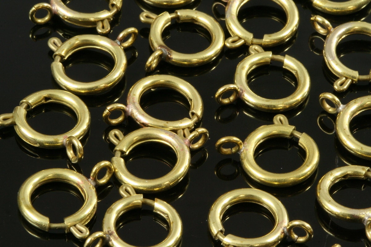 Spring clasps 20 pcs raw brass solid brass round ring circle clasps 12mm CL12 175