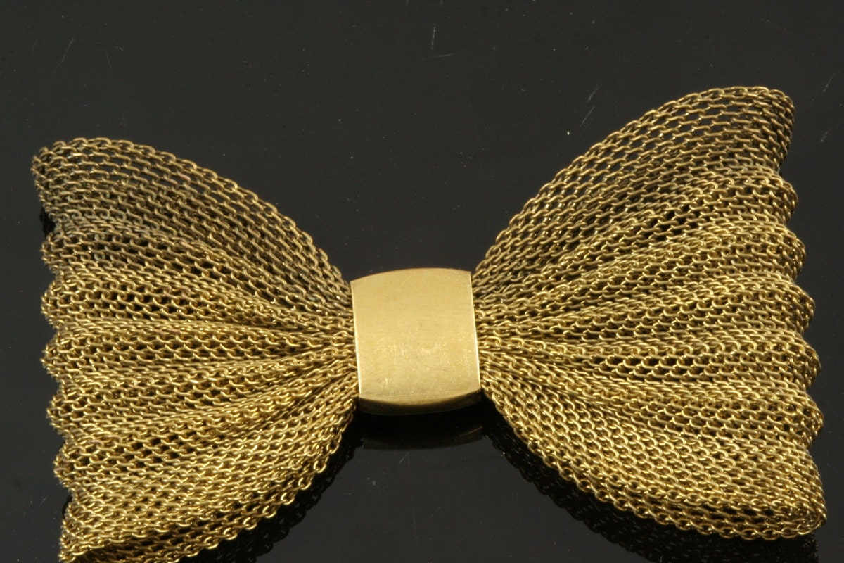 2 pcs Wire mesh Raw Brass Bow Tie shape 35x60mm 596