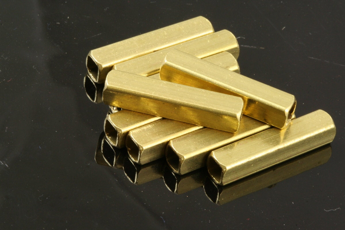 15 Pcs Raw Brass Square Tube 25x5mm (hole 3,6mm) Findings 1766