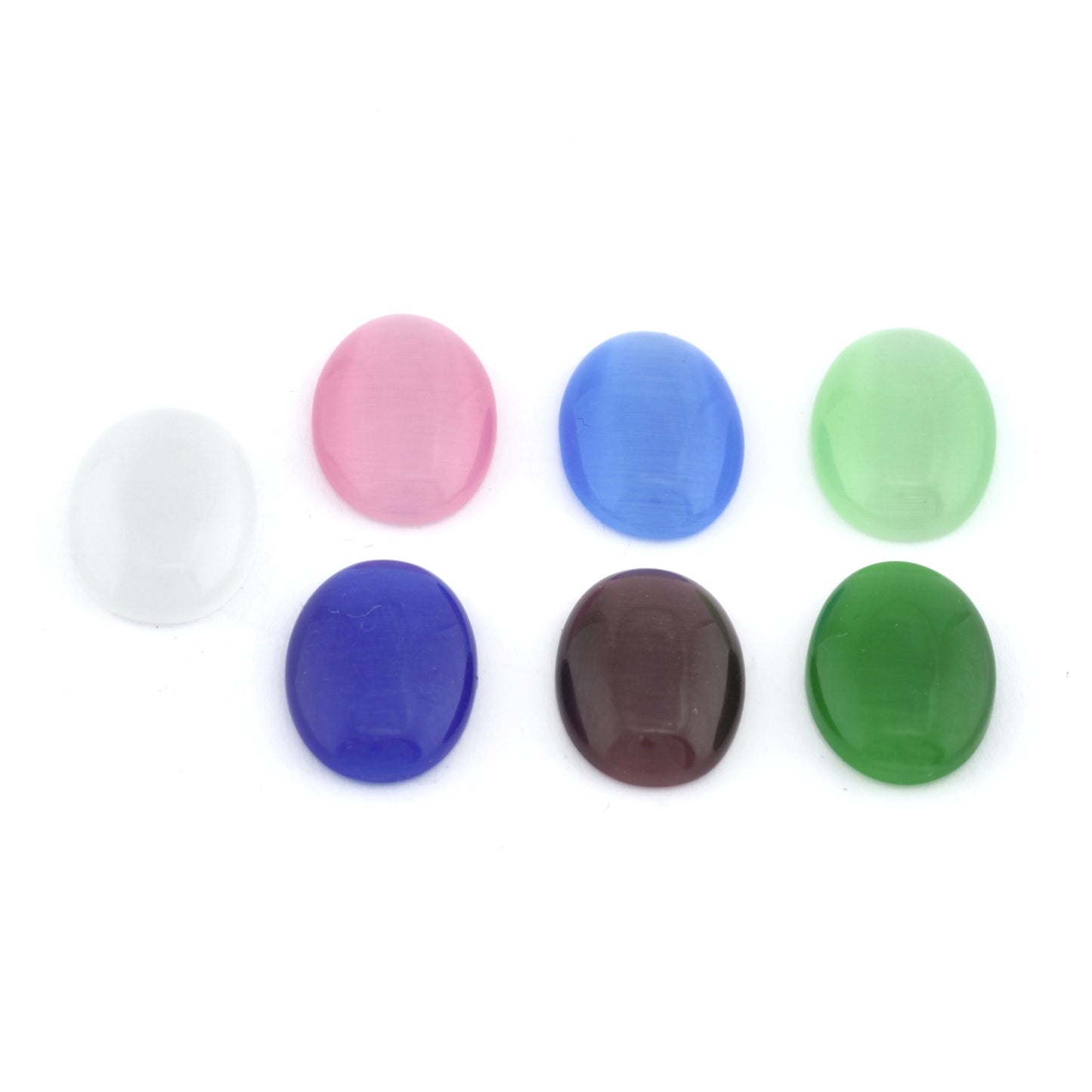 Oval Glass Cat Eye Cabochon 13x18 mm Flat Back Green, Navy Blue, Blue, Purple, Lght Green, White, Pink CAB27